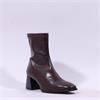 Miss Elastic Fax Block Heel Ankle Boot - Burgundy